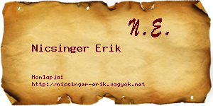 Nicsinger Erik névjegykártya